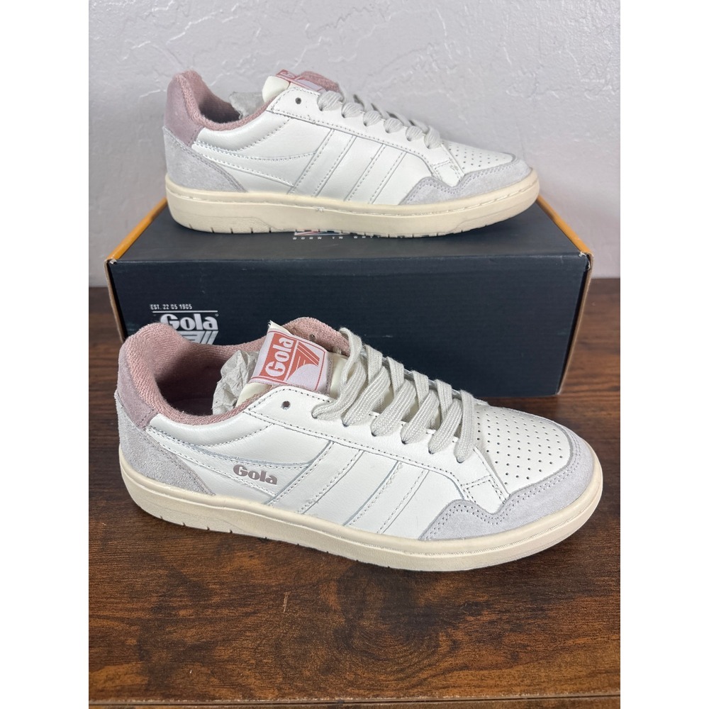 Gola Eagle Womens Sneakers Off White Peony Pink Leather Suede CLB530 Size US 5‎